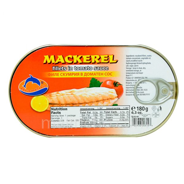 Diavena Mackerel Fillets in Tomato Sauce 180g