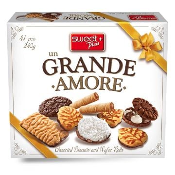 SWEET+ UN GRANDE AMORE Assorted Biscuits and Wafer Rolls 240g