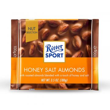 Млечен шоколад Ritter Sport с мед и солени бадеми 100г