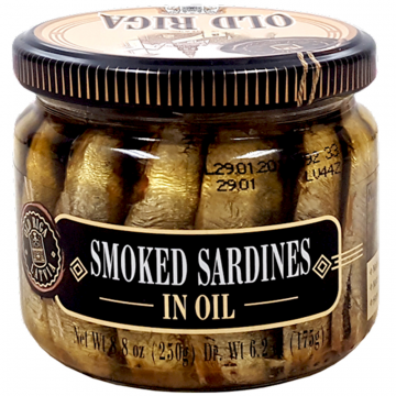 OLD RIGA Smoked Sardines in Oil (glass jar) 250g