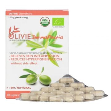 OLIVIE DERMAPSORIA Organic Olive leaf extract -Food Supplement 80 capsules x 500mg