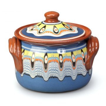 Clay Small Cooking Pot Traditional Blue 0.7L 