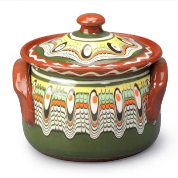 Clay Small Cooking Pot Traditional Green 0.7L