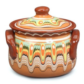 Clay Small Cooking Pot Traditional Orange 0.7L