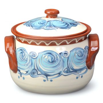 Clay Small Cooking Pot Sea of Roses 0.7L 