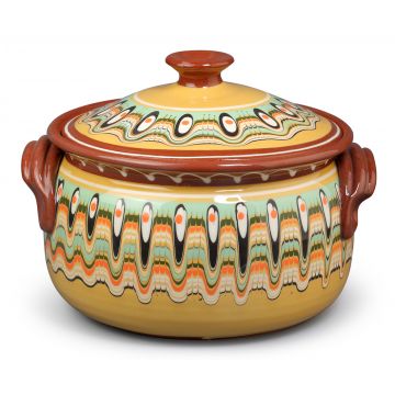 Clay Cooking Pot Traditional Yellow 2L
