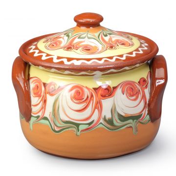 Clay Small Cooking Pot Rose Orange 0.7L 
