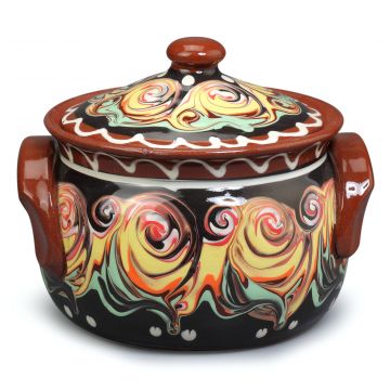 Clay Small Cooking Pot Rose Black 0.7L 