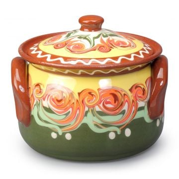 Clay Small Cooking Pot Rose Green 0.7L