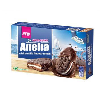 ANELIA Chocolate Coated Cocoa Cookies with Vanilla Cream 180g