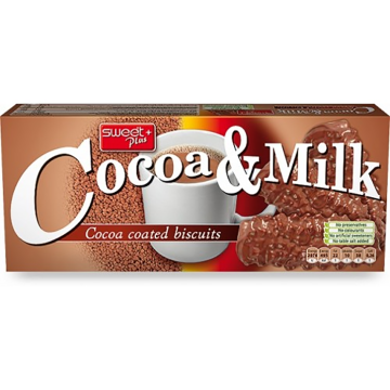 Sweet+ Cocoa & Milk Cocoa Coated Biscuits 140g