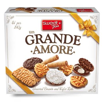 SWEET+ UN GRANDE AMORE Assorted Biscuits and Wafer Rolls 240g
