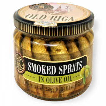 OLD RIGA Kosher Smoked Sprats in Olive Oil (jar) 250g 