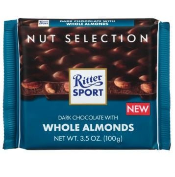 RITTER SPORT Dark Chocolate with Whole Almonds 100g