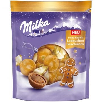 Milka Christmas Chocolate Balls Ginger Cookie (Lebkuchen Geschmack) 90g