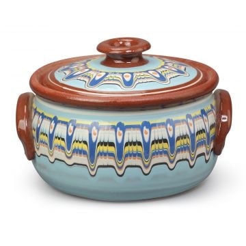 Clay Cooking Pot Traditional Light Blue 1.5L