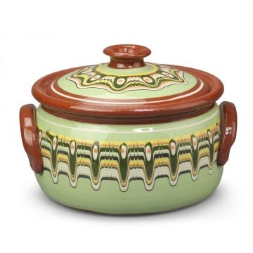 Clay Cooking Pot Traditional Light Green 1.5L