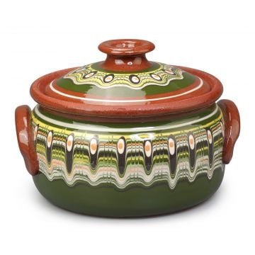 Clay Cooking Pot Traditional Green 1.5L