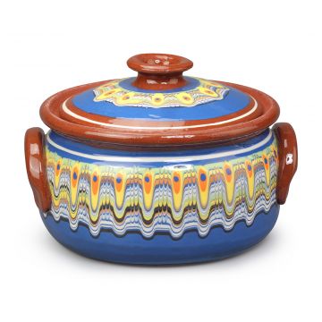 Clay Cooking Pot Traditional Blue 1.5L