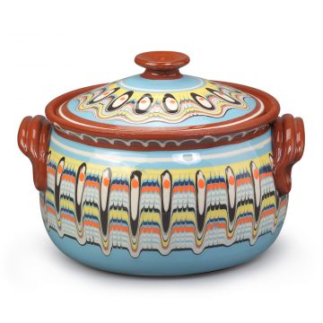 Clay Cooking Pot Traditional Light Blue 2L