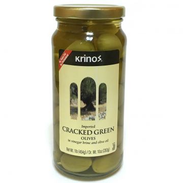 Krinos Green Cracked Olives 1lb