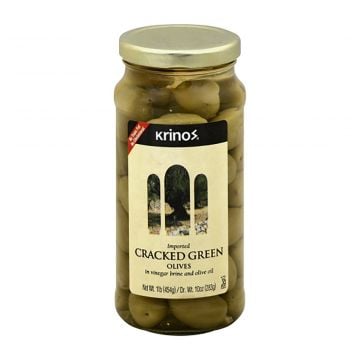 Krinos Green Cracked Olives 1lb