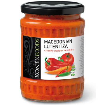 KONEXFOODS Macedonian Lutenitza Chunky Pepper Relish Hot (Mild Spicy) 550g