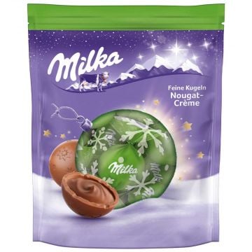 Milka Christmas Chocolate Balls (Feine Kugeln) Nougat Creme 90g