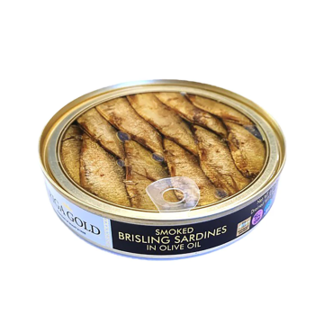 RIGA GOLD Smoked Brisling Sardines in Olive Oil (Clear Top) 120g