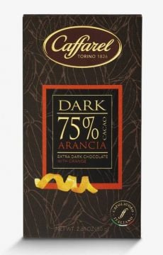 CAFFAREL Dark Chocolate Bar 75% Orange 80g