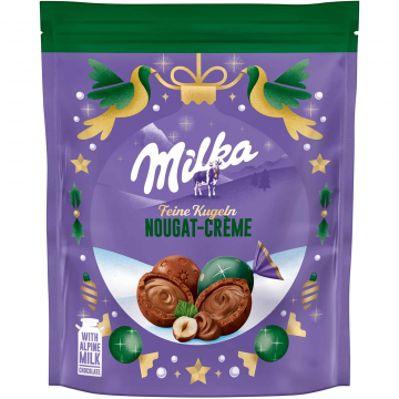 Milka Christmas Chocolate Balls (Feine Kugeln) Nougat Creme 90g