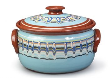 Clay Cooking Pot Traditional Light Blue 6L