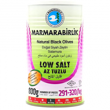 Marmarabirlik Black Olives S Low Sodium Can 800g