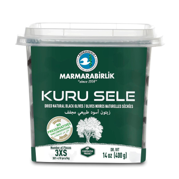 MARMARABIRLIK Dried Natural Black Olives KURU SELE 3XS 400g